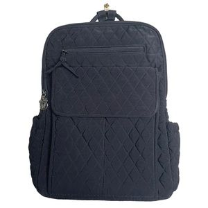 Vera Bradley Classic Quilted Black Backpack Lightweight Casual Zip Close Retired